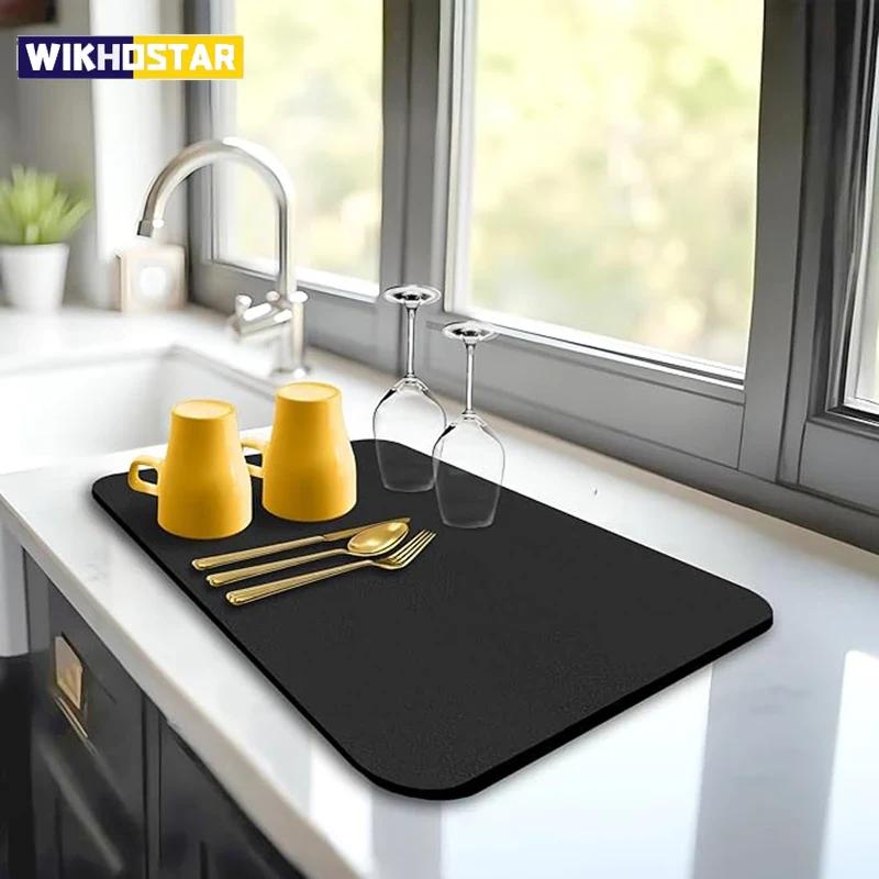 Kitchen Super Large Absorbent Mat Coffee,Dish Draining Mat Quick Dry Bathroom Drain Pad Tableware Mat Kitchen Faucet Placemat