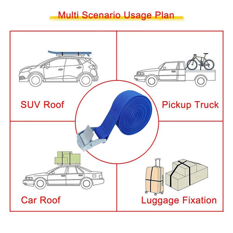 5pcs Blue 1 Meter Buckle Tie-Down Belt Cargo Straps For Car Motorcycle Bike With Metal Buckle Tow Rope Ratchet Belt for Luggage