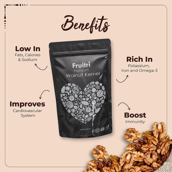 Fruitri Premium California Walnut Kernels 250g - Pure Akhrot Giri, Walnut Without Shell, Perfect Food Snack, Raw Akhroth Giri Dry Fruits
