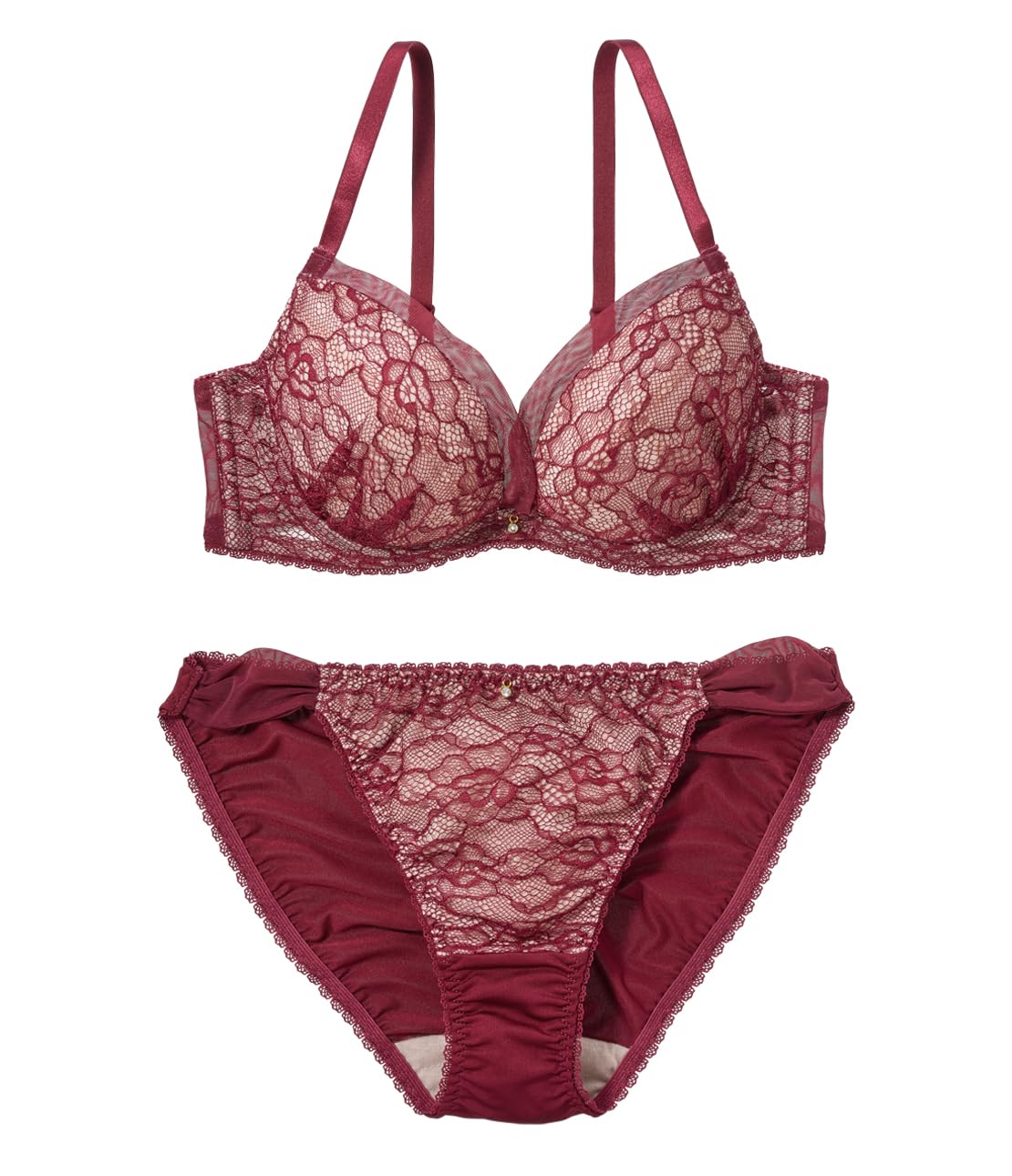 

Peach John Полностью объемный бюстгальтер с высоким кружевом и трусики Morikore Тюлевый бюстгальтер и трусики Верх и низ D65 [Бюстгальтер пуш-ап, Пуш-ап, Декольте, Бока, Комплект]