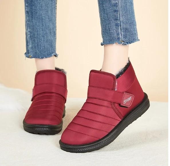 

Европейские и американские удобные зимние ботинки 2024 года, новые теплые длинные плюшевые антигоризонтальные ботинки с щиколоткой Zapatos De Mujer 41 красный