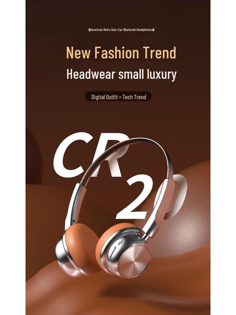 2025 Berlin Sound CR-20 Retro Over-Ear Wireless Bluetooth Noise-Cancelling Headphones with Long Battery Life