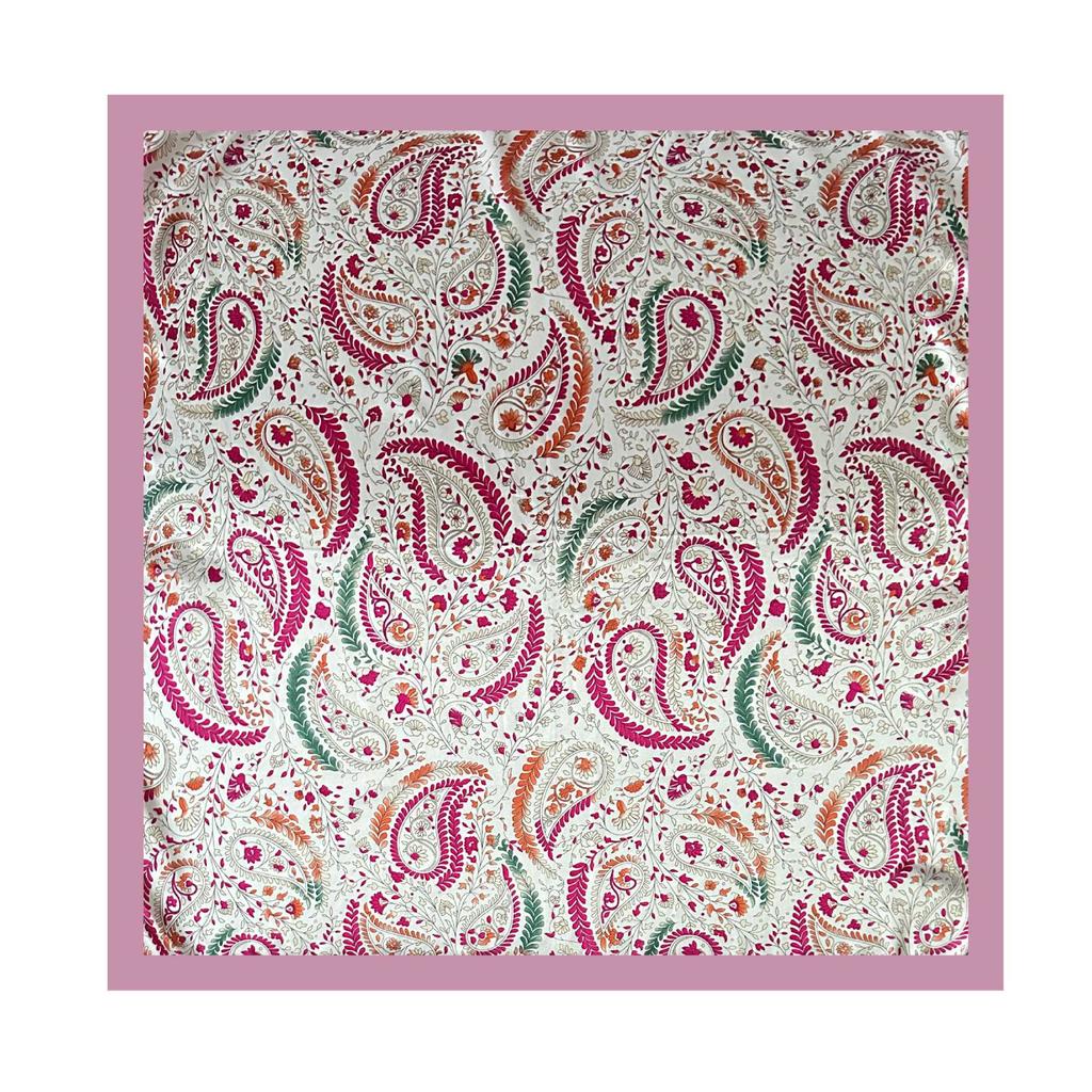New 90-colour Satin Paisley and Cashew Flower Print Square Scarf, Headscarf or Decorative Scarf