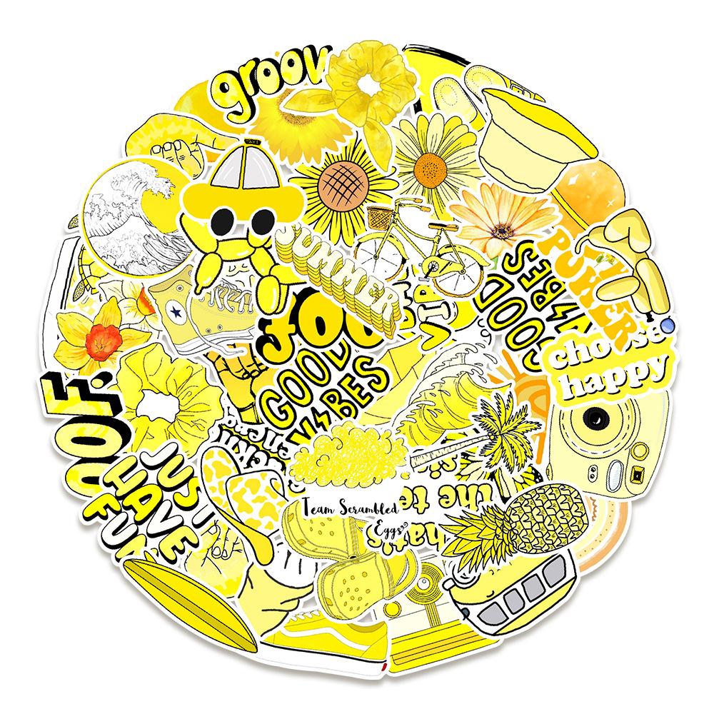 50 New Yellow Graffiti Stickers Balance Bike Laptop Mobile Phone Waterproof Stickers