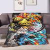 "Dynamic Anime Battle Scene Blanket" Patterned flannel blanket perfect for the bedroom living room, sofa, or a little nap