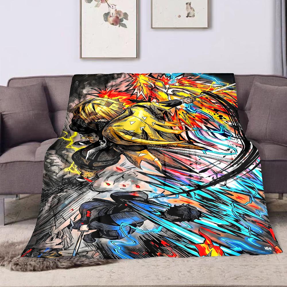 "Dynamic Anime Battle Scene Blanket" Patterned flannel blanket perfect for the bedroom living room, sofa, or a little nap