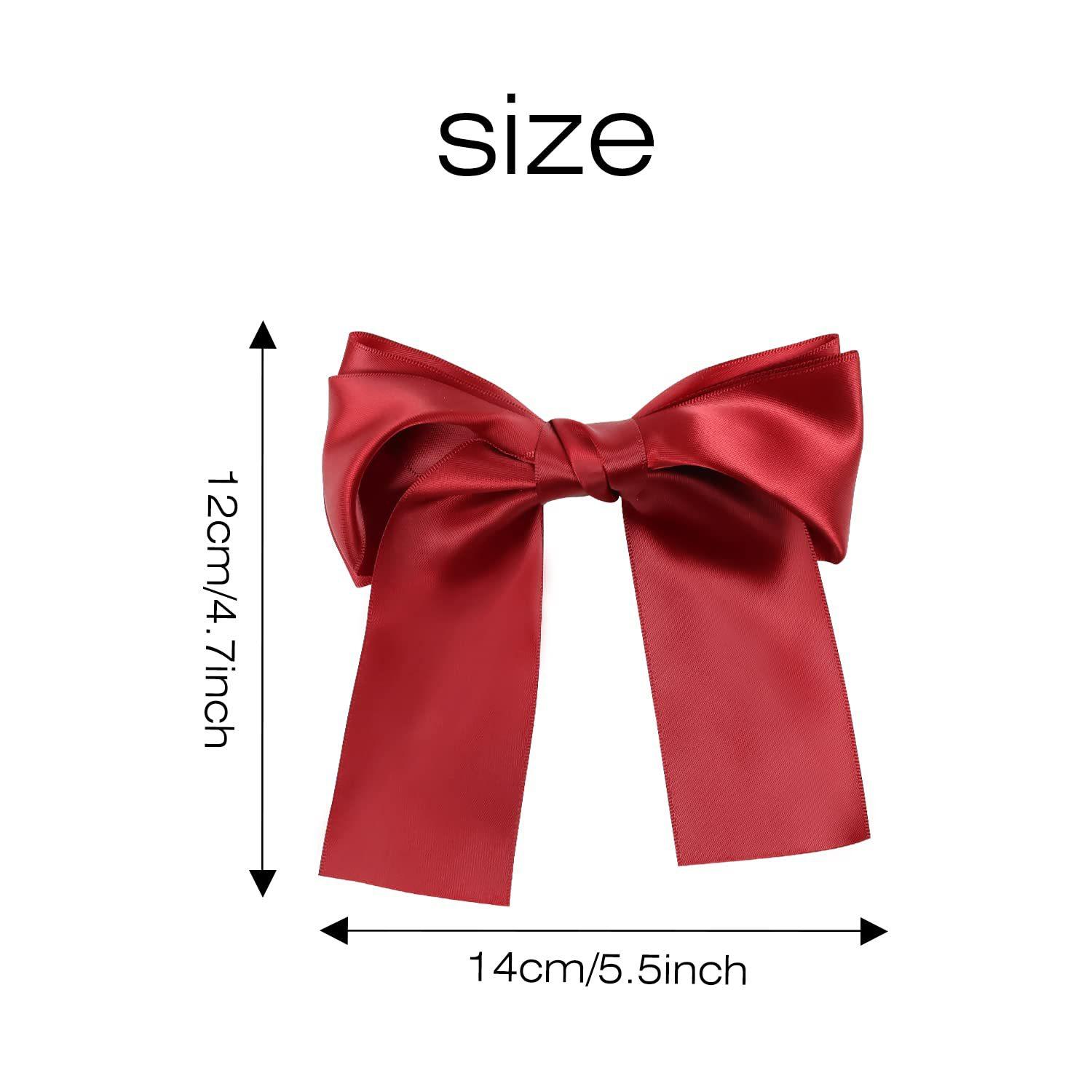 

Fabric satin bow ribbon hair clip, European and American style, solid color, knotted, women s hair accessory, spring clip for tidying stray hairs вина червоного кольору
