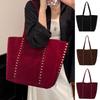 Solid Color Suede Leather Shoulder Bag PU Leather Matte PU Handbag Suede Rivet Tote Bag  Outdoor