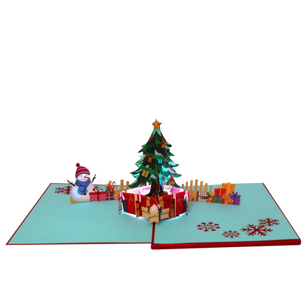 Light Up Musical Christmas Card Pop Up Musical Christmas Greeting Cards with 3D Effects for Holiday Decoration