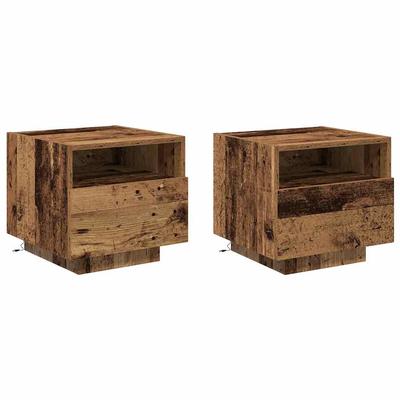 Nightstand Set of 2 Reclaimed Wood Look 40 X 39 X 37 Cm Engineered Wood