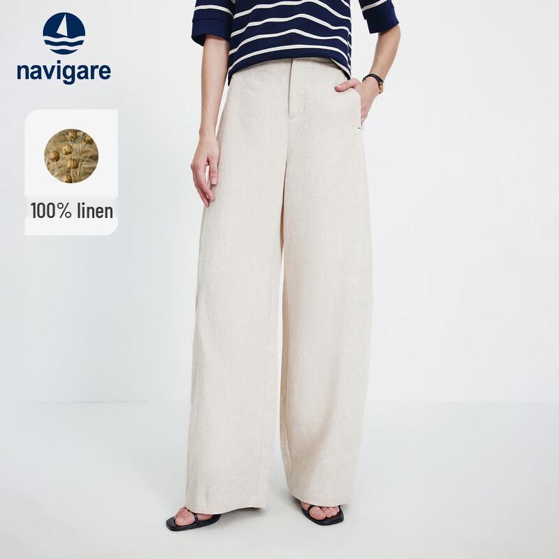 Navigare Women s Linen Wide-Leg Casual Pants S