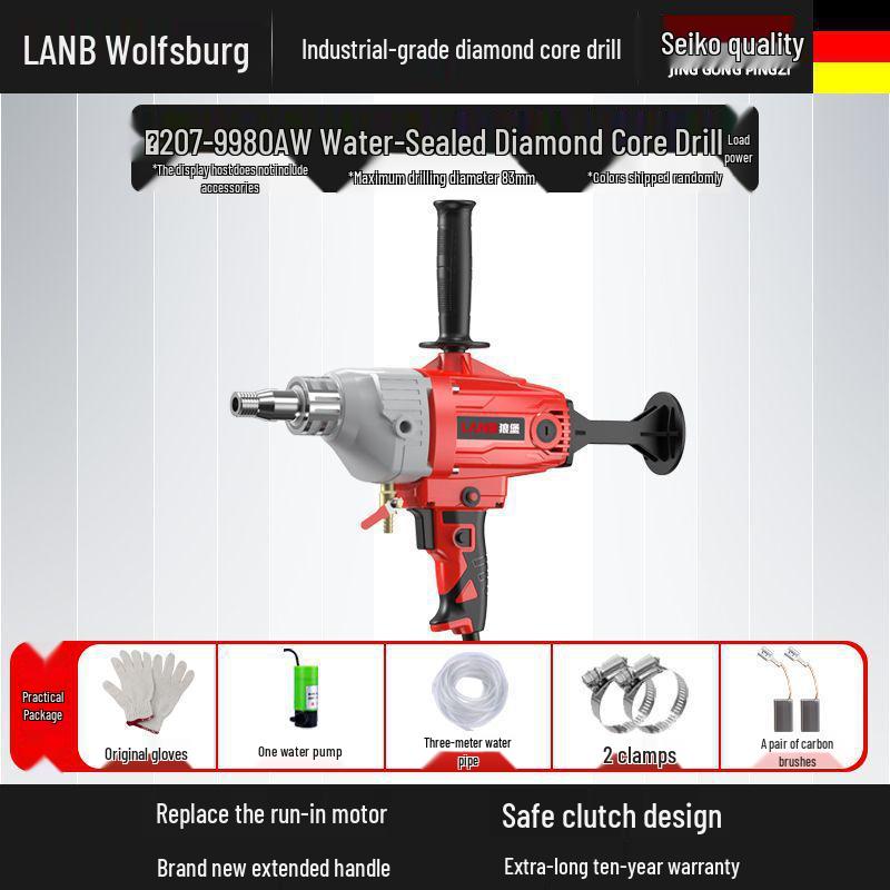 Diamantkern-Betonbohrer & Ständer – Handgehaltener Nass-/Trockenlochbohrer mit Wasserbohrermischer