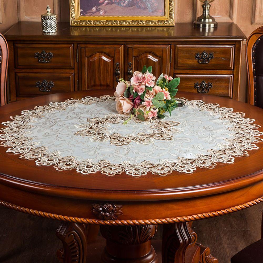 Banquet Decoration Lace Trim Antifouling Table Cover Table Runner Tablecloth Embroidered Tablecloth