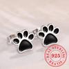 Sweet Shiny White CZ Heart Pierced Earrings for Girls  Sterling Silver Cute Pet Paw Prints Jewelry Daily Party Jewelry