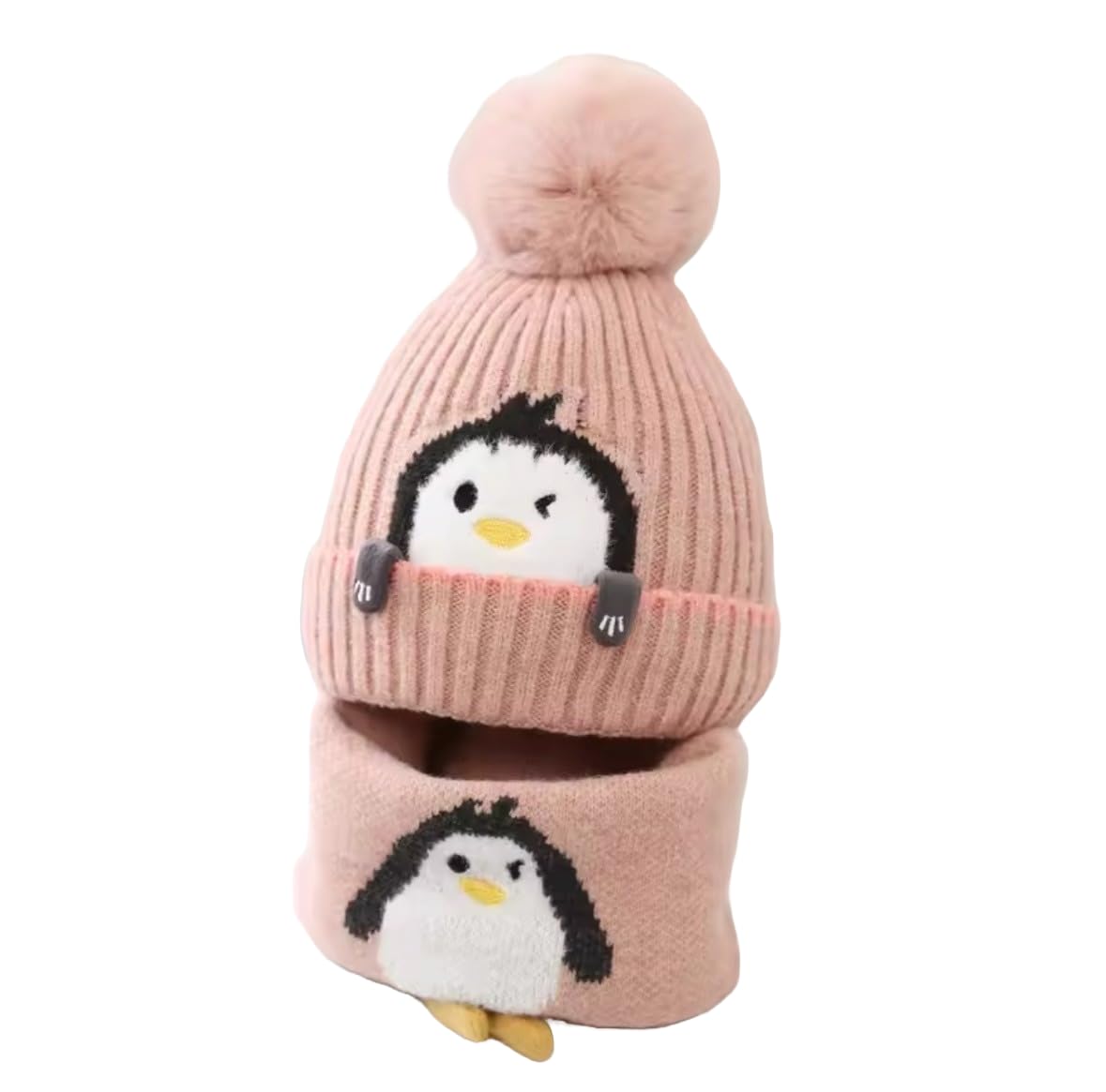 

Baby Knit Neck Warmer with Winter Warm Penguin Design J.B.things Hat, Warmth, Scarf, Hat, (JP, 50.0 cm, Pink) розовый