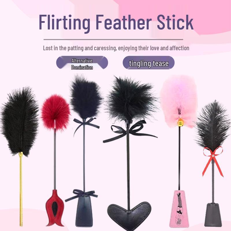 Double-Sided Feather Teasing Stick for Sensual Play and SM Training