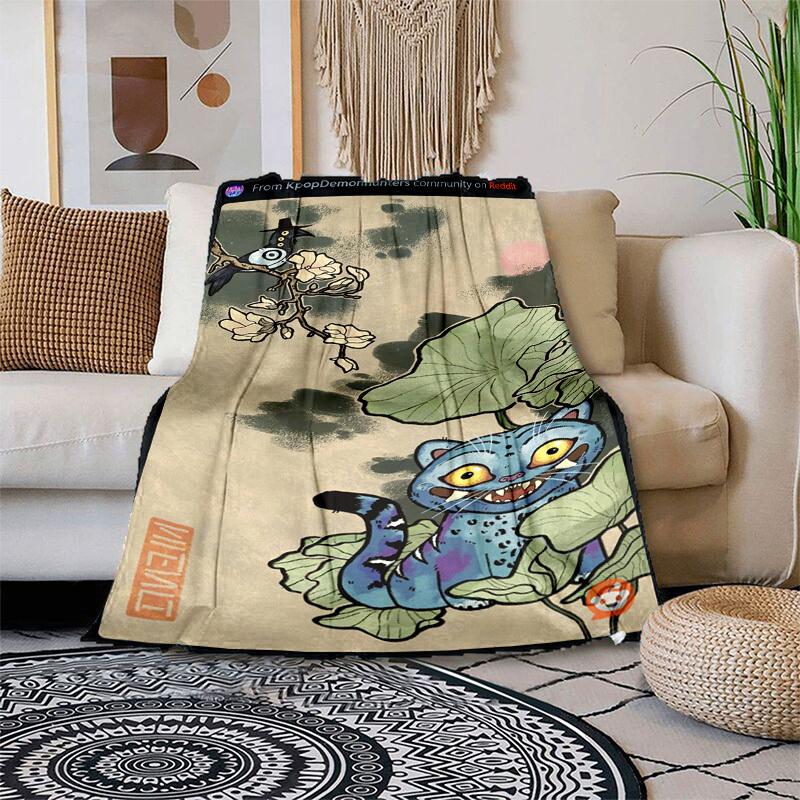 1pc Korean Mythology CatCartoon Blanket,Portable Throw for Travel , All-Season Cozy Blanket,Ideal Gift for Christmas, BirthdaysPB034 100x150cm