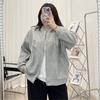 Jachetă de damă plus size cu imprimeu față zâmbitoare, toamnă, largă, cu mâneci lungi, hanorac cu gât rotund, topuri casual