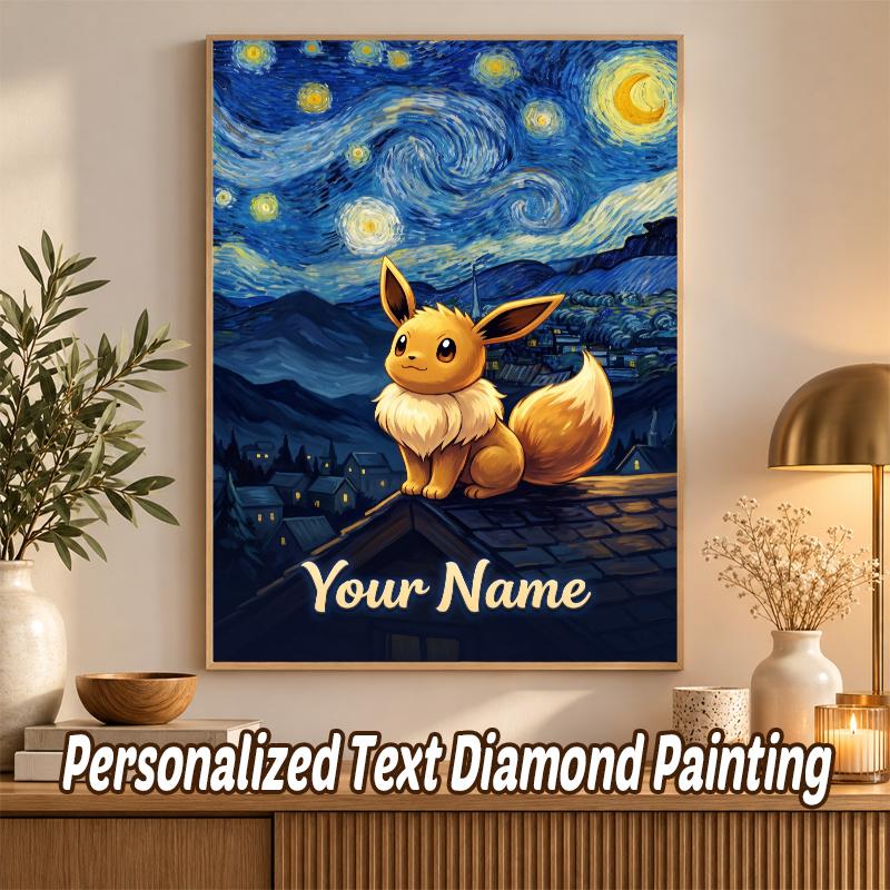 Eevee Custom Name Diamond Painting Personalized 5D Full Drill DIY Diamond Art Home Decor