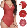 Deep V Neck Sling Bodysuit Underwear One Piece Sexy See Through Lace Pajama for Sleeping