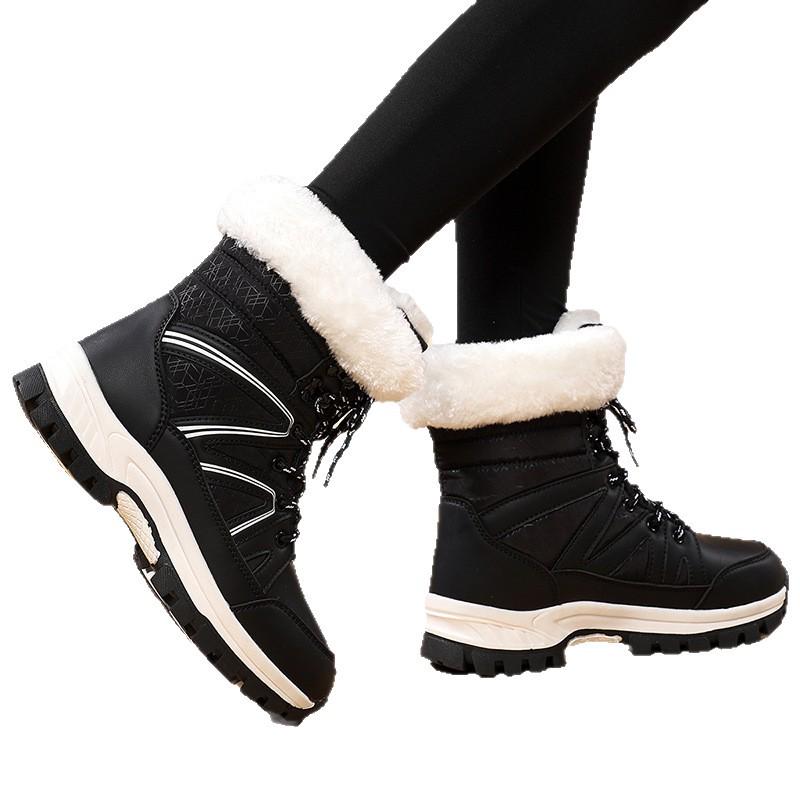 Women's Winter Mid-Calf Velvet Warm Snow Boots for Skiing, Mountaineering, and Outdoor Travel