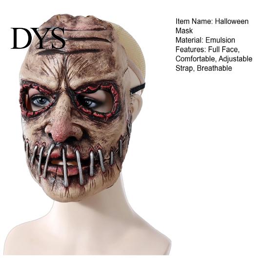 Adult Scary Party Mask Halloween Horror Mask, Creepy Latex Adjustable Strap Fancy Realistic for Cosplay Costume Haunted House Prop Stitched Mouth