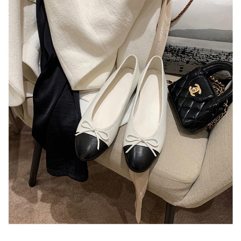 

White leather soft-soled Mary Jane single shoes women s bow ballet shoes flat-soled ladyshoes 40