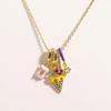 Colorful Ice Cream Necklace Simple Elegant Enamel Pendant Flower Zircon Necklace  Valentine's Day