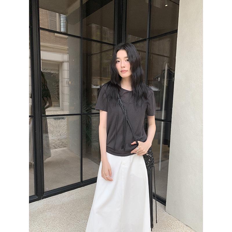 

MMC Women s Spring-Summer 2026 Wool Korean Style Short Sleeve T-shirt & Inner Vest Set