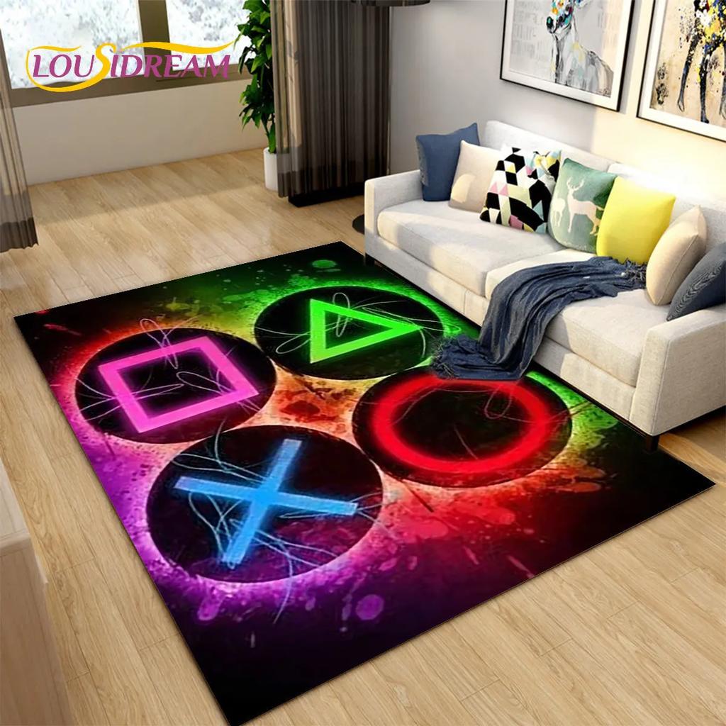 Cartoon Gamer Game Controller Area Rug Large,Carpets Rug for Living Bedroom Sofa Doormat Decoration,Kids Play Non-slip Floor Mat