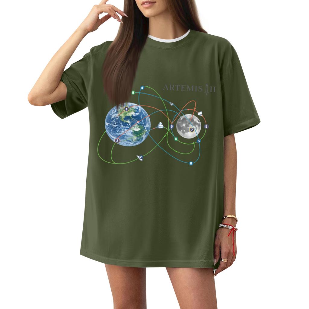 Women's Casual Printed T-Shirt Round Neck Pullover Short Sleeve Top