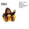 Playful Tabletop Accent Sasquatch And Duck Figurine, on Swimming Ring Statue, Unique Shelf Display Statue Funny Animal for Home Decor Novelty