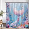 Pink Mermaid Shower Curtain Mermaid Tail Bathtub Curtain For Girls Kids Bathroom Under The Sea Ocean Theme Bath Decor With Hooks
