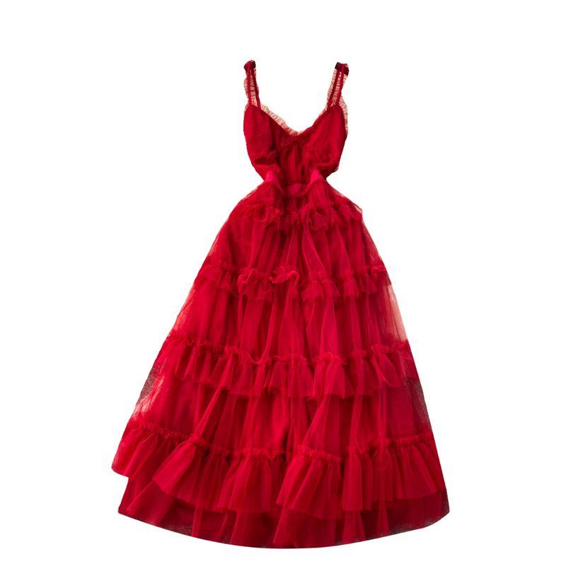 Sling Silm Long Fairy Mesh Dress Dress