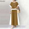 ZANZEA Women Short Sleeve Blouse and Long Skirts Casual Two Piece Suit Sets