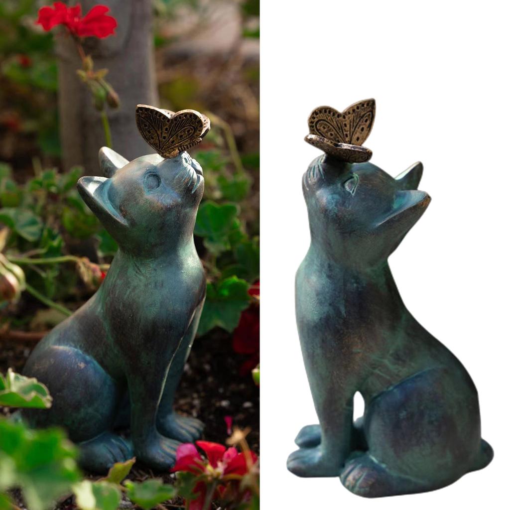 Wetterfest Niedliche Miniatur Garten Display Ornament Desktop Figuren Dekor Harz Kätzchen Skulptur für Hof Terrassen