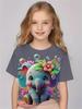 Girl Clothes Cute Animals 3D Print Casual Crew Neck Short Sleeves Graphic T Shirts Children's Clothing 2-10Y for Animals Lover