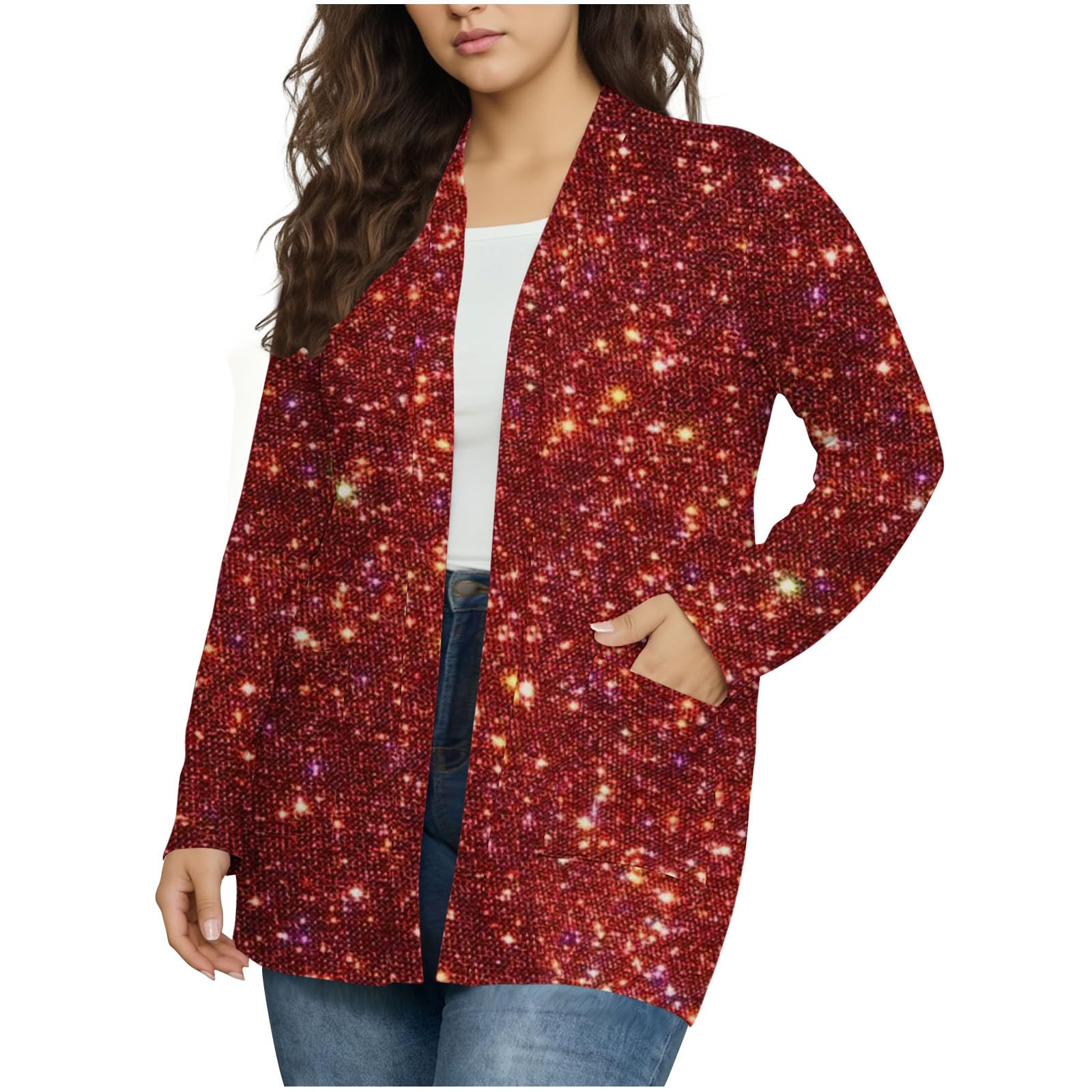 

Women s Long Sleeve Blazers Party Sparkly Coat XL