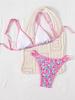 Zweiteiliger Bikini mit doppeltem Träger und Print, niedrige Taille, sexy, modisch für den Sommerurlaub