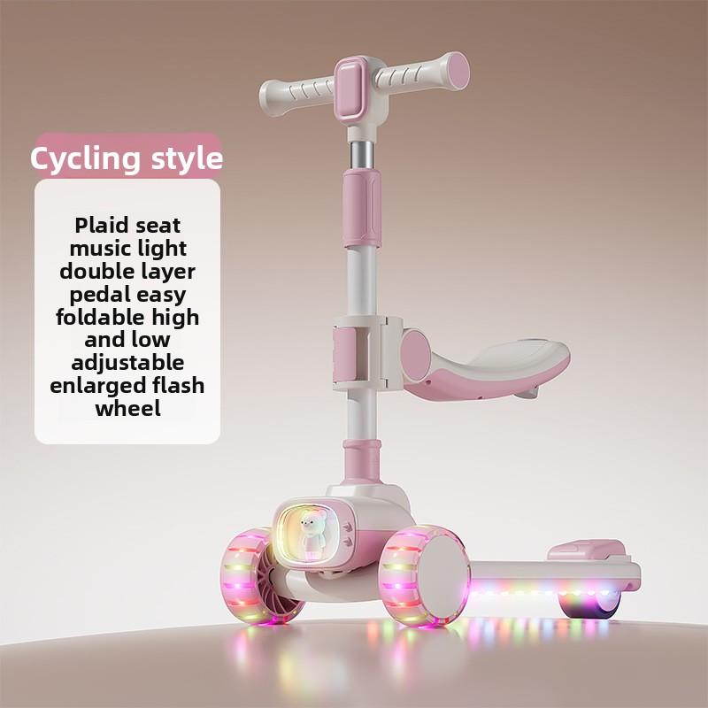 Outdoor New Riding Scooter Big Model Teenage Mobility Scooter Flash Toy Car Folding 2-In-1 Multi-Function Pedal Scooter Folding