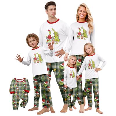 Christmas Print Cute Family Set Pajamas, Home Clothes, Family Set Long Sleeve Top Pants Set