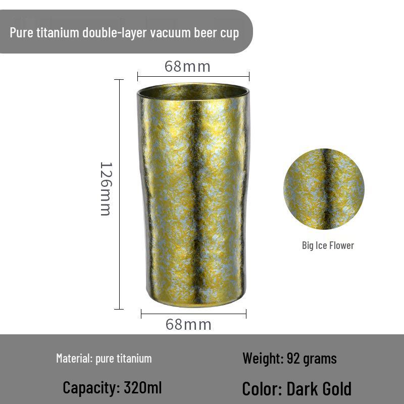 

Double-Layer Pure Titanium Insulated Beer Cup - Stylish, Handy, Large Mouth Design 320ml