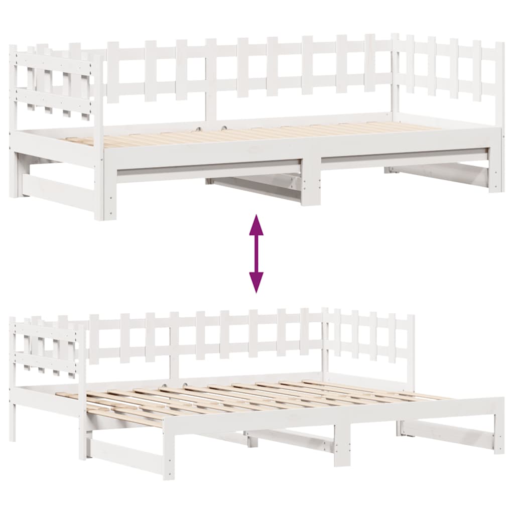Pull Out Daybed with Drawers Without Mattress White 90x190 Cm