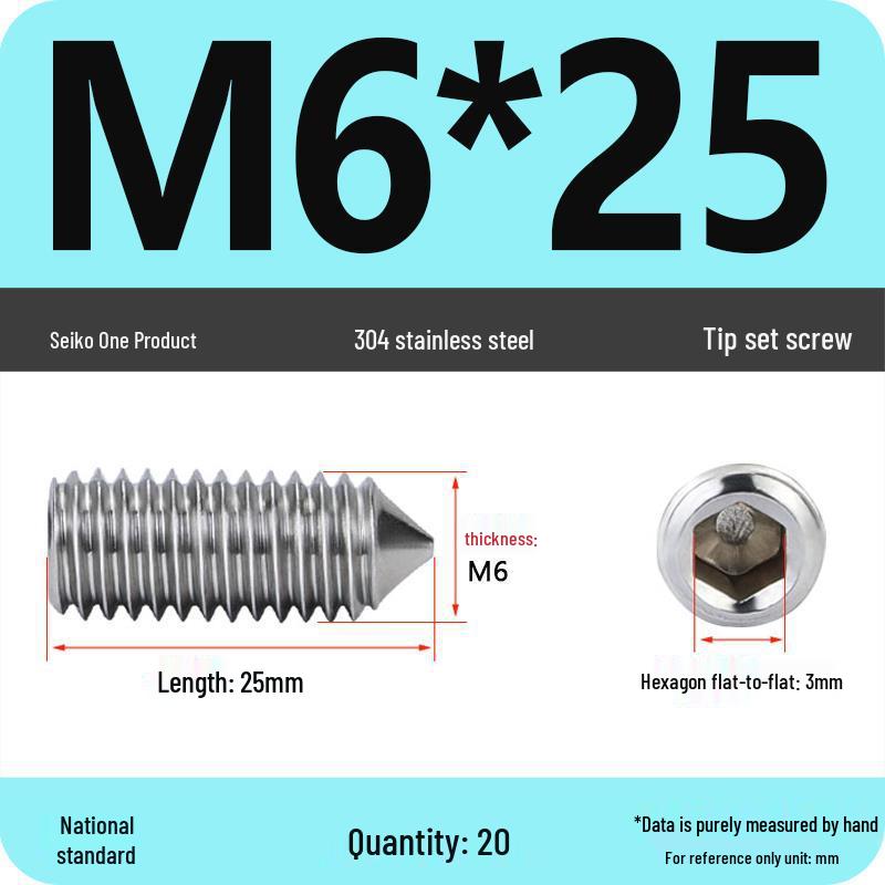 304 Stainless Steel Internal Hex Set Screw | Headless Grub Screw M2-M16