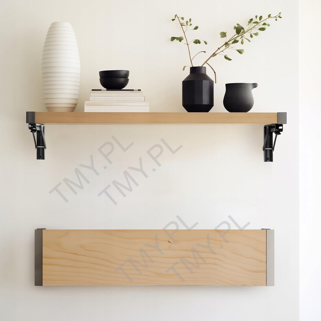 2X Foldable Table Top Shelf Support Heavy Duty Angle Bracket 300mm Black Tmy
