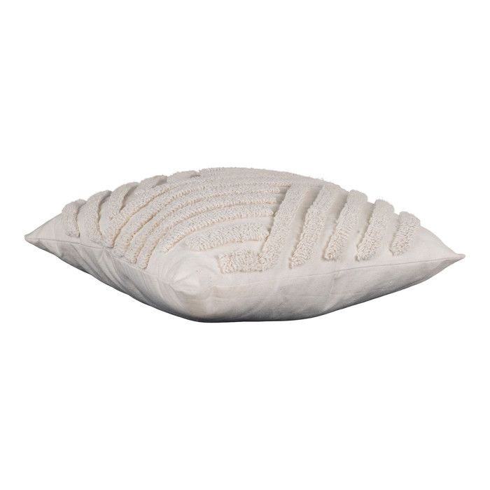Coussin blanc strié géométrique 45 x 45 cm