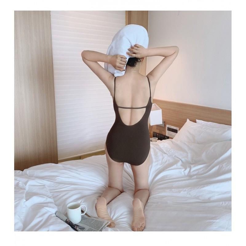 Womens One Piece Swimsuit With Backless Design Tummy Control Padded Bust Solid Color Pool Beach Vacation