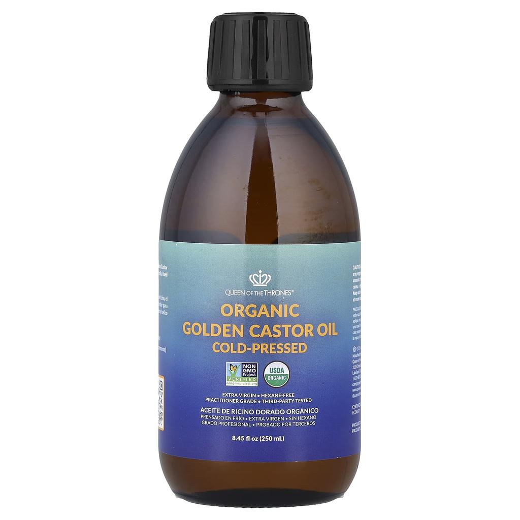 Queen of the Thrones, Organic Golden Castor Oil, Cold-Pressed, 250ml (8.45 fl oz)