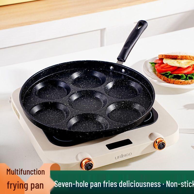 Seven-hole Non-stick Maifan Stone Frying Pan for Eggs and Pancakes.