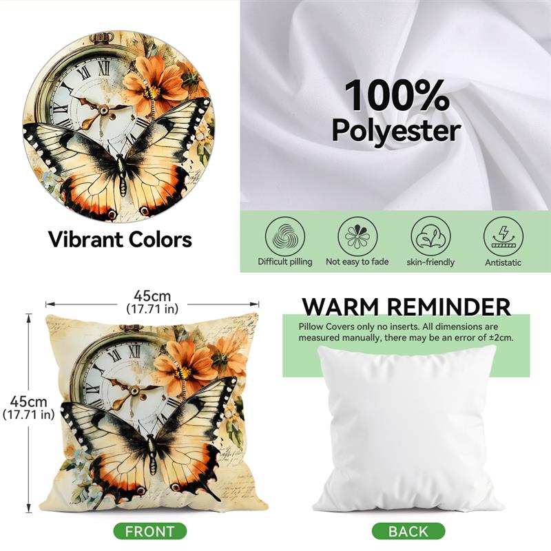 1Pc Flower Butterfly Pillow Cover For Home Living Room Bedroom Sofa Office Decorative Pillowcase Soft Throw Pillows 45X45Cm